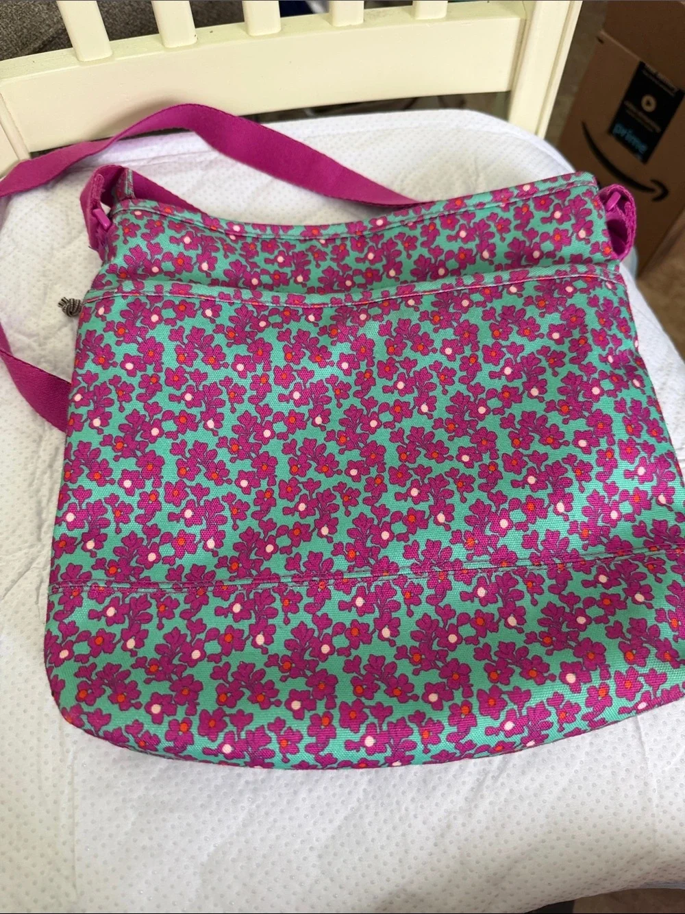 Vera Bradley Bright Magenta Floral Crossbody with Teal Accents
